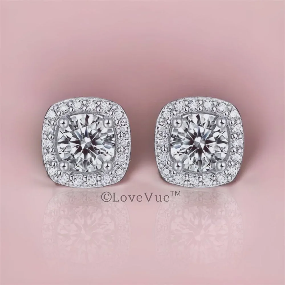 Certified 1ct. t.w. Diamond Brilliant Cut Halo Stud Earrings - Picture 4 of 15